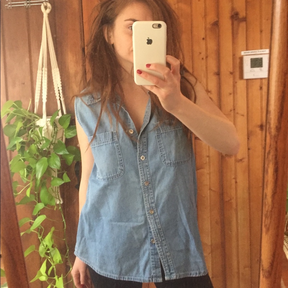 DENIM BUTTON DOWN TANK